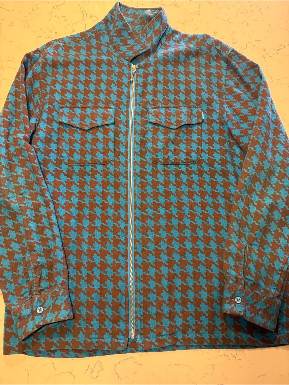 Supreme houndstooth flannel zip up shirt